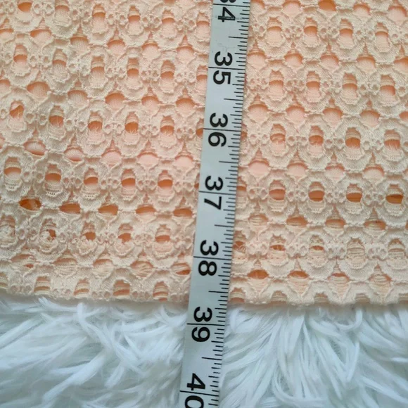 Sharagano MIDI Dress Peach OverLace Sleeveless  Stretch Size 6 - Picture 4 of 7